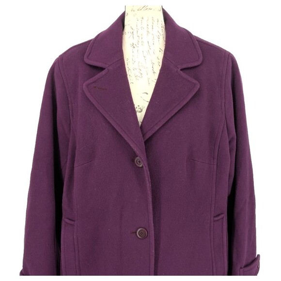 L. L. BEAN Womens Coat SIZE 1X Purple 100% Italian Wool Academia Business Great - Picture 7 of 14